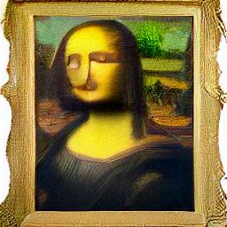 generated: a painting of the mona lisa on a white wall #7